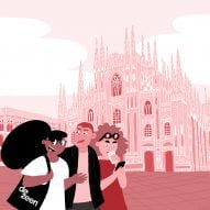 A picture of people in front of the Milan Cathedral