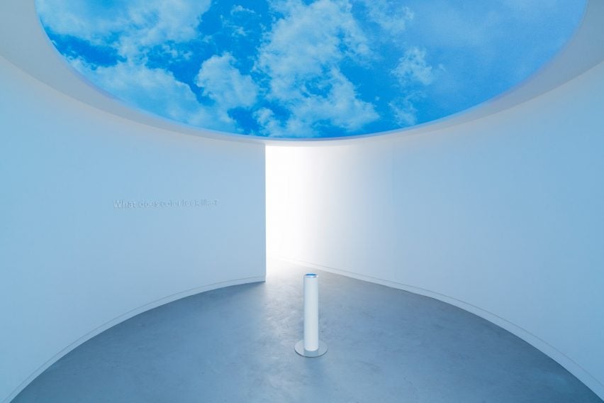 Light blue room from Making sense of color by Chromasonic for Google at Milan design week 2024