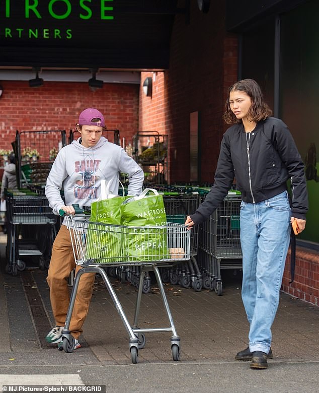 Home life: Zendaya and boyfriend Tom Holland spotted shopping at Waitrose